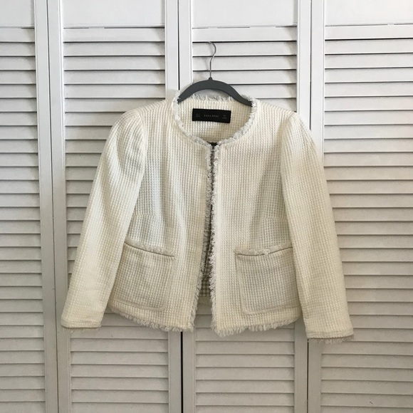 Zara Jackets & Blazers - 🌟FINAL SALE🌟 Zara Tweed Cream Blazer